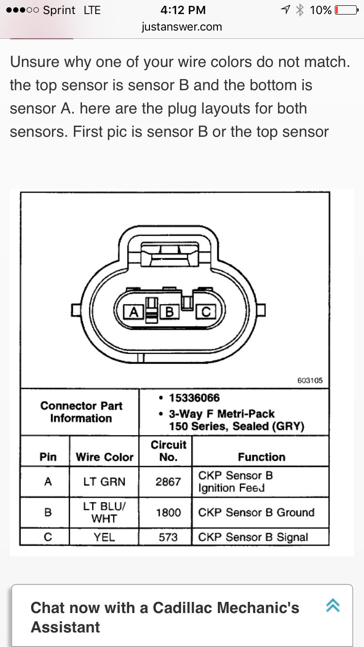 Crankshaft position sensor connectors GM Forum Buick, Cadillac